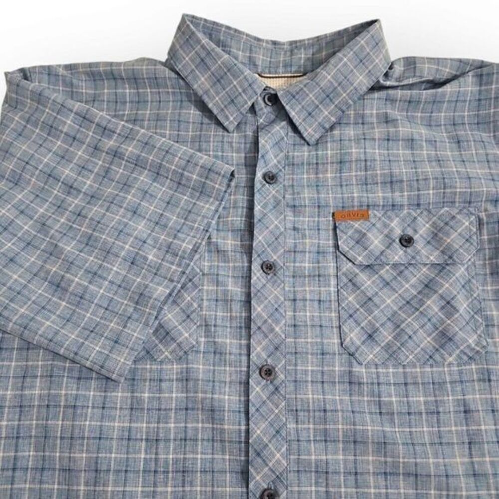 Orvis Classic Collection Short Sleeve Shirt Blue Plaid Mens‎ XXL